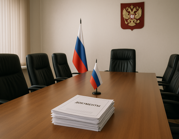 Пустая переговорная с документами на столе